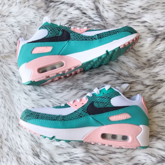 Nike Air Max 90 GS MBD Washed Teal Snakeskin Sneaker Kids 5.5Y Women’s 7 - Picture 2 of 10
